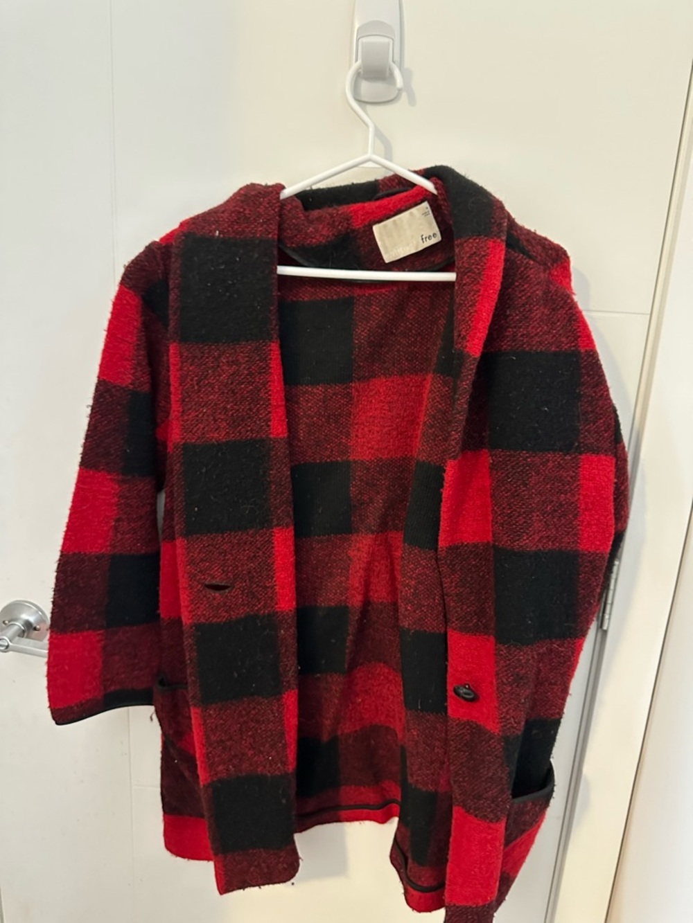 Wilfred Red & Black Buffalo Plaid Coatigan